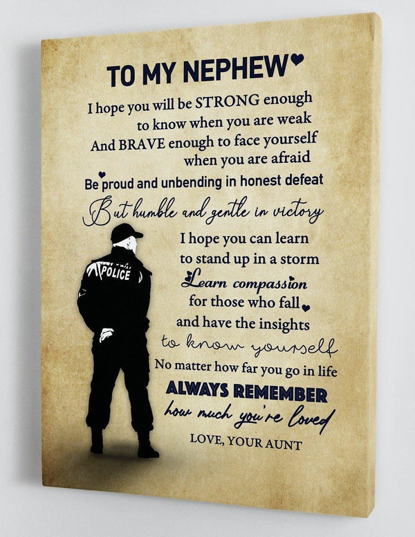 To My Nephew - From Aunt - Police Framed Canvas Gift ANP001 - DivesArt LLC
